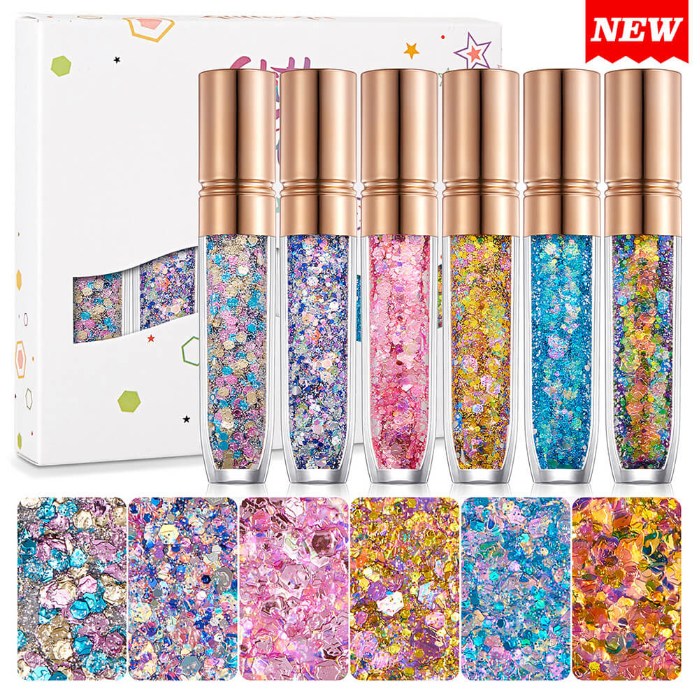 6 pcs/set eyeshadow gel glitter gel mermaid flash gelatin no glue required