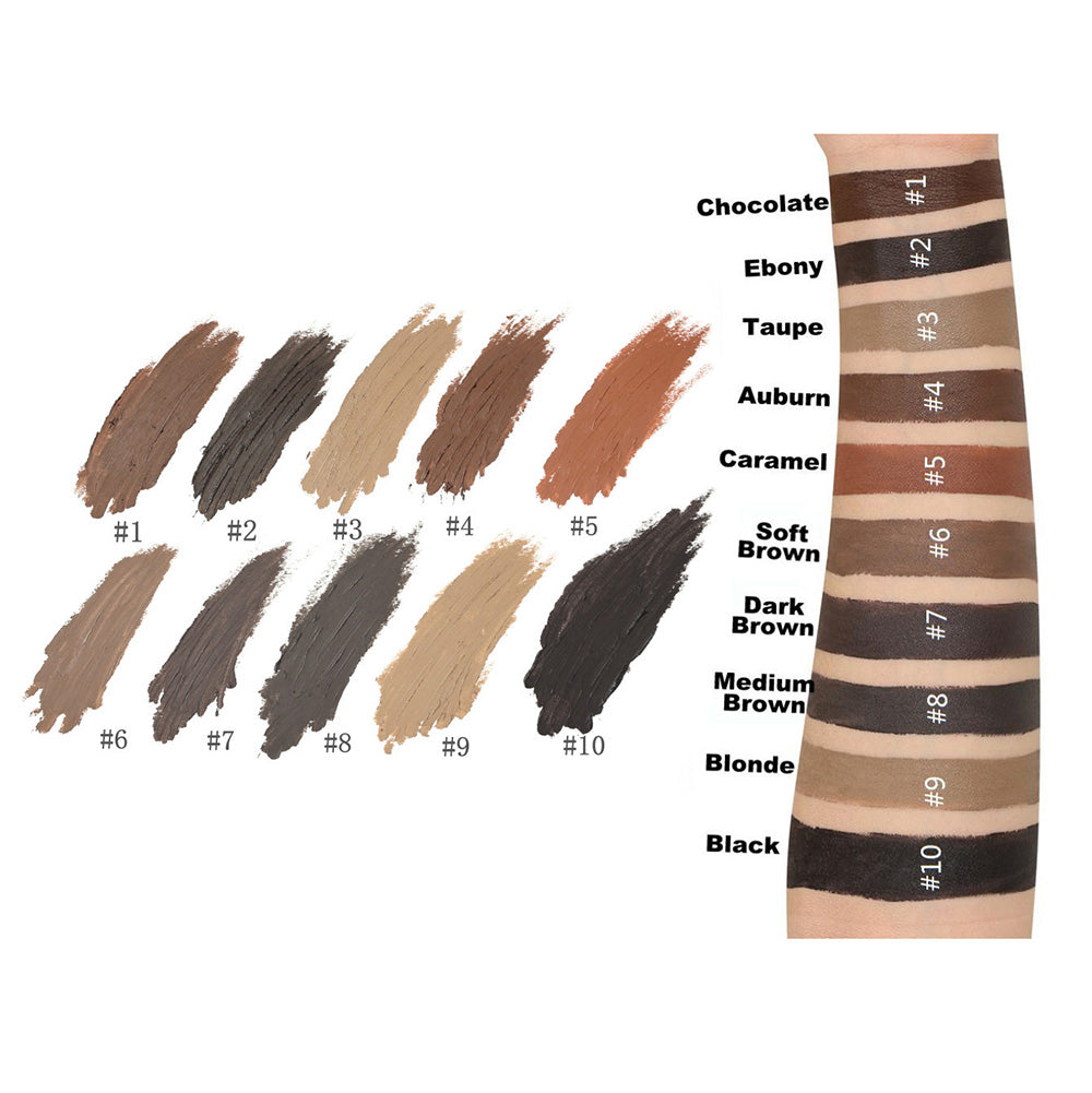 10 Color Eyebrow Gel With Brush Waterproof Brow Pomade Cream High Pigmented
