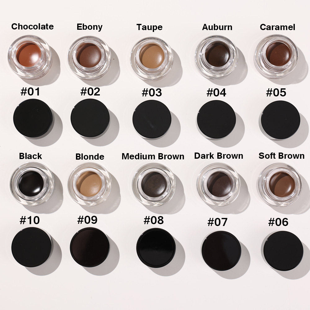 10 Color Eyebrow Gel With Brush Waterproof Brow Pomade Cream High Pigmented