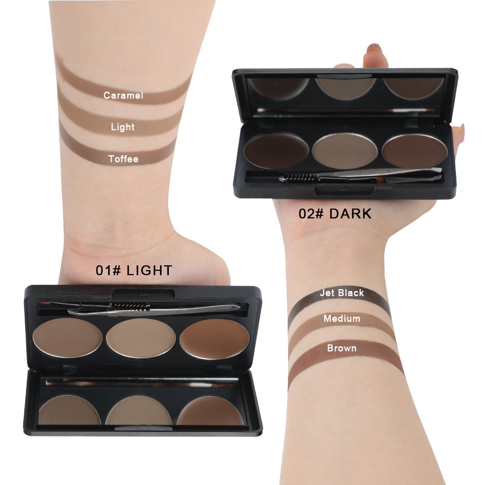3 Color Eyebrow Powder Kit Cream Brow Tint With Brush And Brow Stencil
