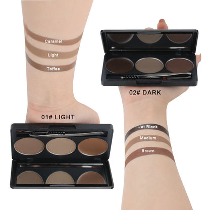 3 Color Eyebrow Powder Kit Cream Brow Tint With Brush And Brow Stencil