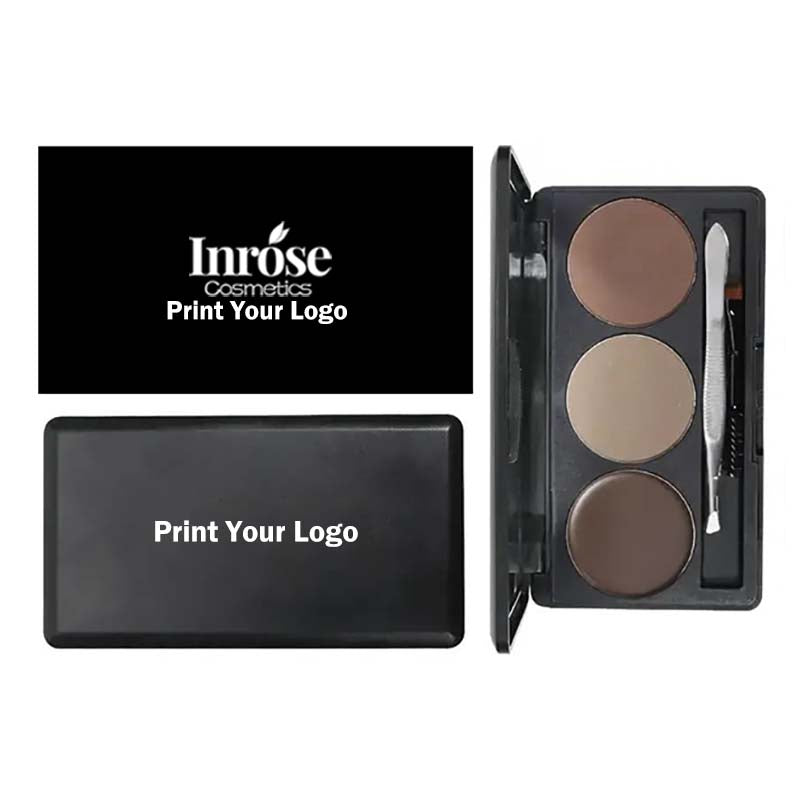 3 color eyebrow powder kit cream brow tint with brush and brow stencil
