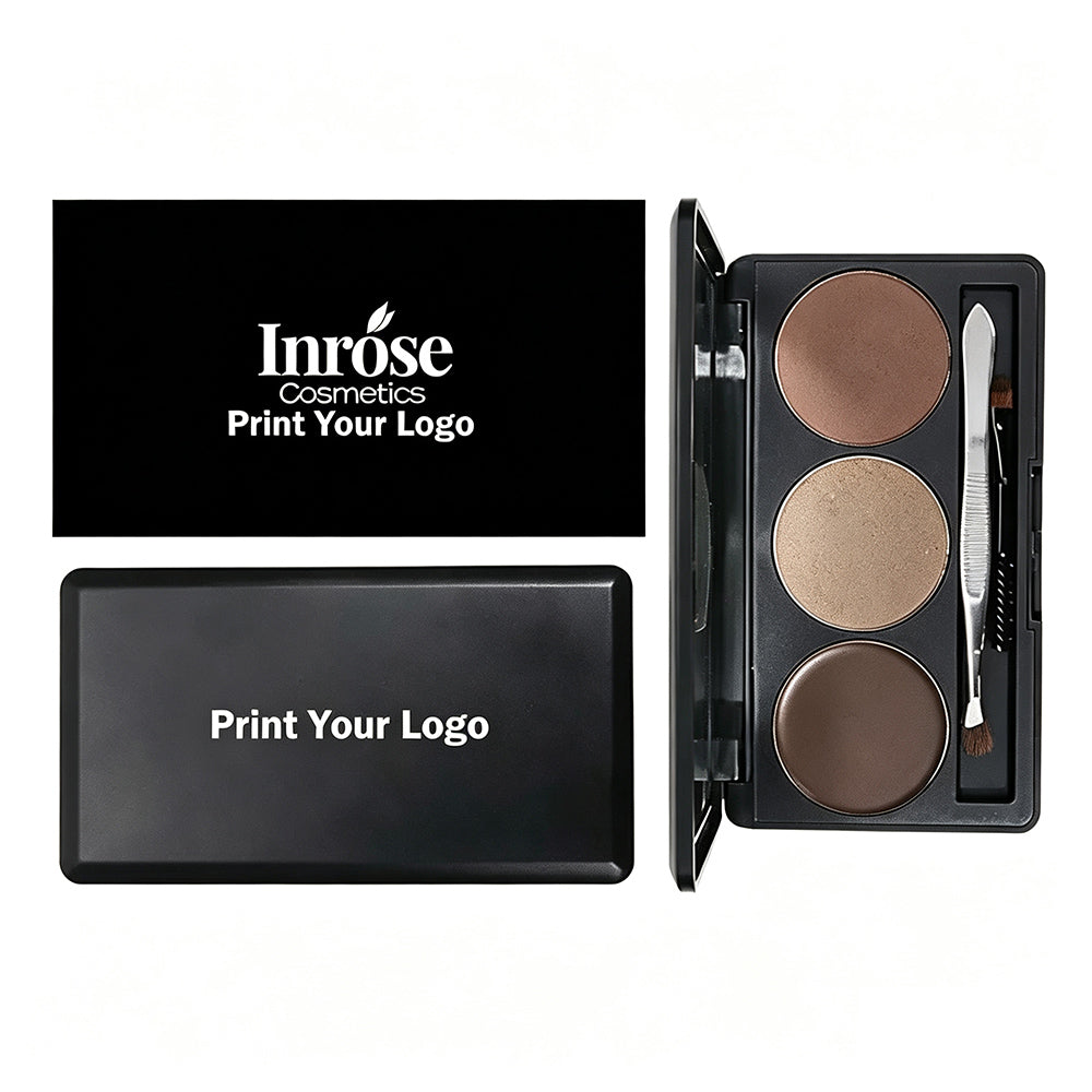 3 Color Eyebrow Powder Kit Cream Brow Tint With Brush And Brow Stencil
