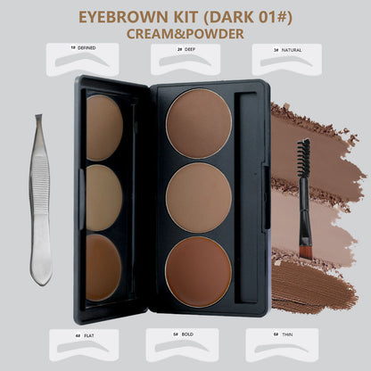 3 Color Eyebrow Powder Kit Cream Brow Tint With Brush And Brow Stencil