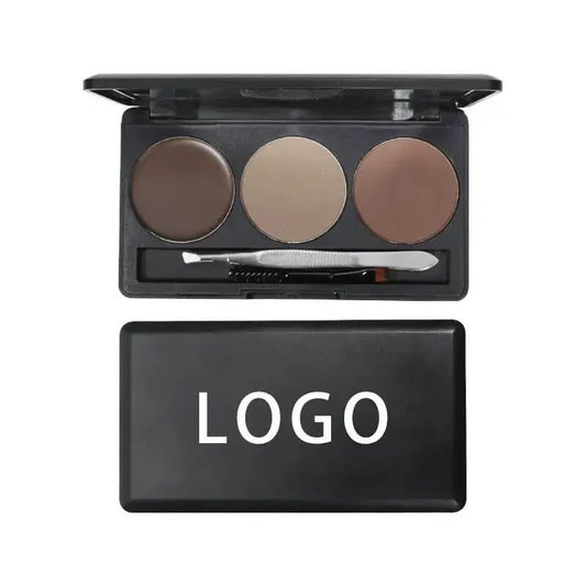 3 color eyebrow powder kit cream brow tint with brush and brow stencil