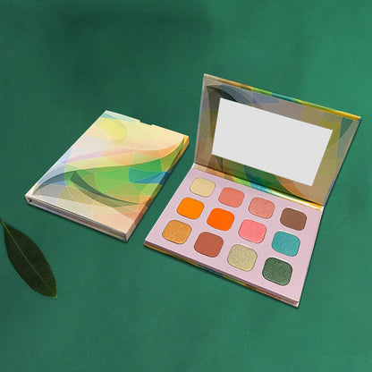 12 Color Green Eyeshadow Palette Matte Shimmer High Pigment Easy To Color