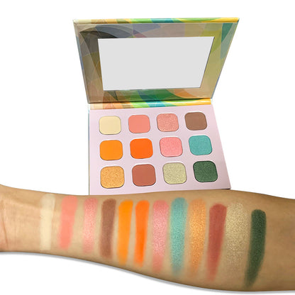 12 Color Green Eyeshadow Palette Matte Shimmer High Pigment Easy To Color