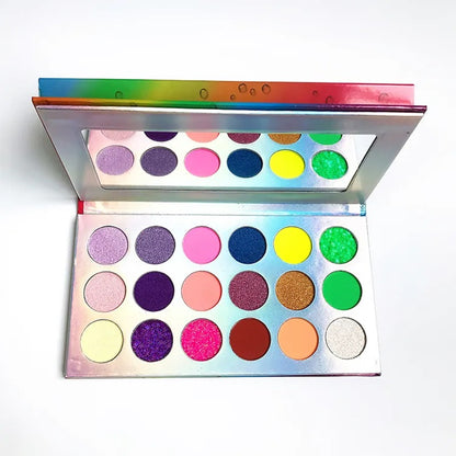 18 Color Rainbow Eyeshadow Palette Luminous Colorful Waterproof Private Label