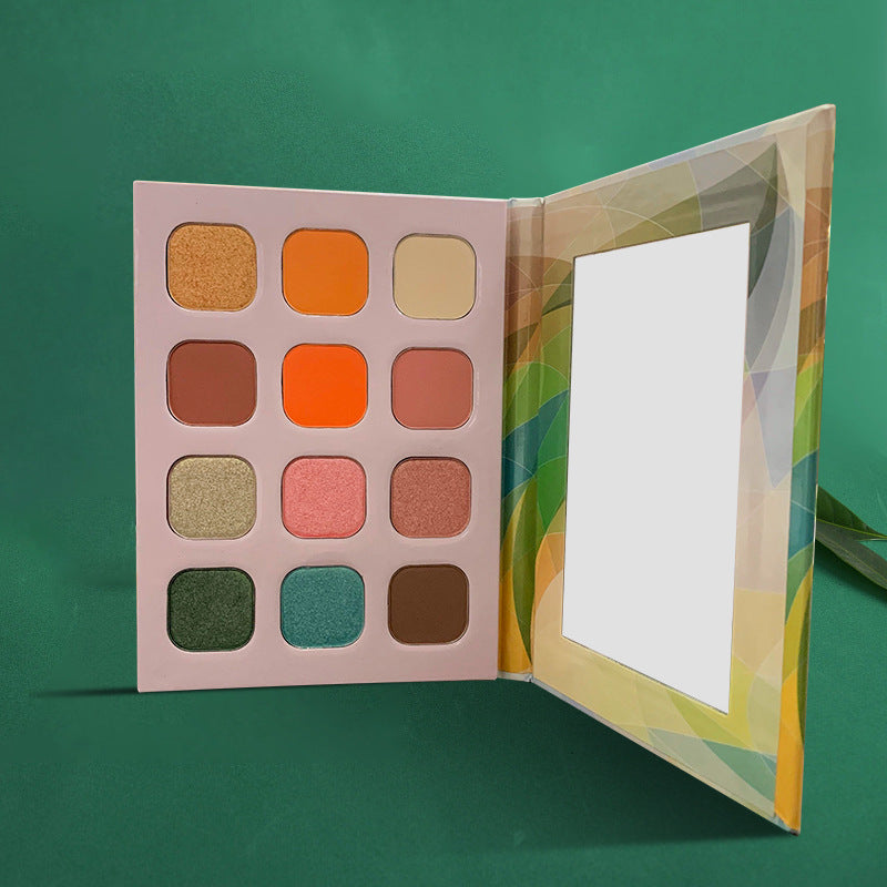 12 Color Green Eyeshadow Palette Matte Shimmer High Pigment Easy To Color