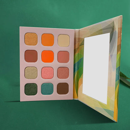 12 Color Green Eyeshadow Palette Matte Shimmer High Pigment Easy To Color