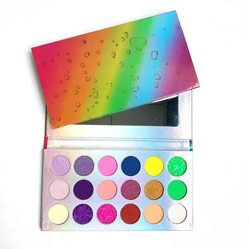 18 Color Rainbow Eyeshadow Palette Luminous Colorful Waterproof Private Label