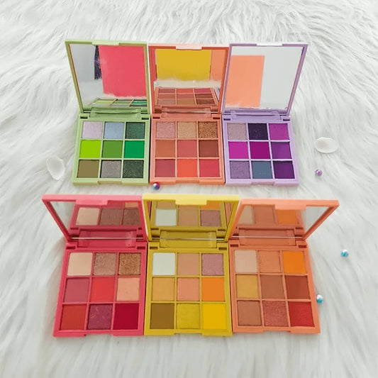 Paleta de sombras de ojos DIY de 9 colores de alto pigmento