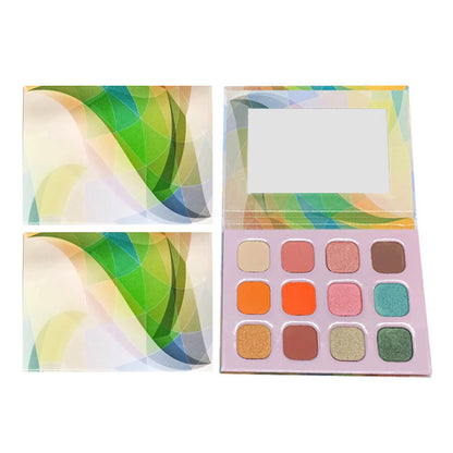 12 Color Green Eyeshadow Palette Matte Shimmer High Pigment Easy To Color