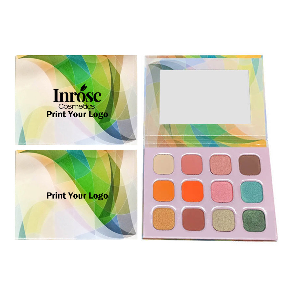 12 Color Green Eyeshadow Palette Matte Shimmer High Pigment Easy To Color