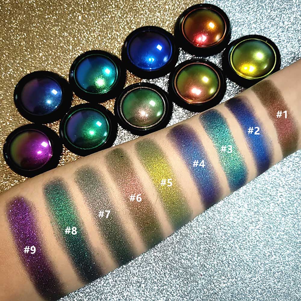 9 Color Chameleon Eyeshadow Holographic Eye Powder Metallic High Pigmented