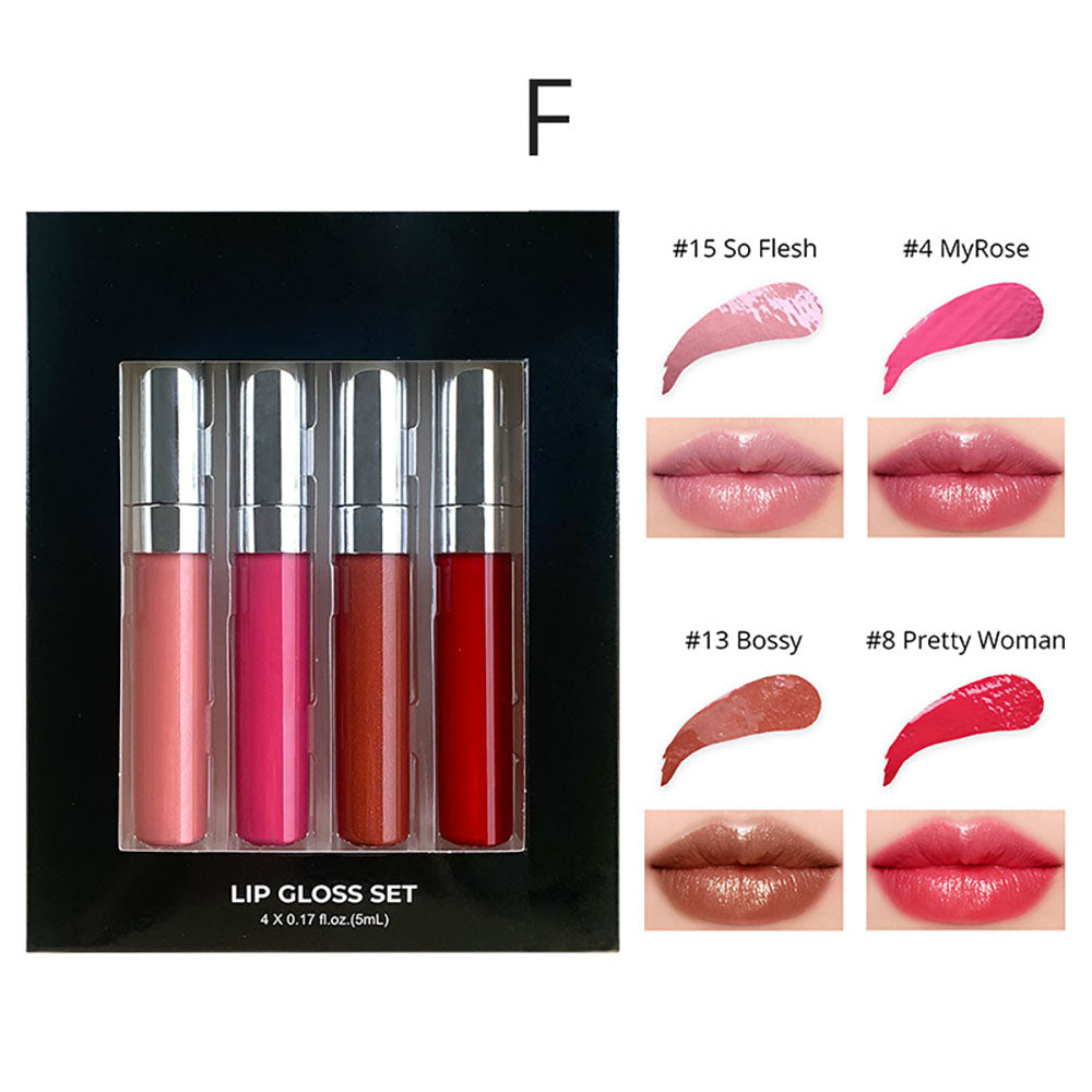 4-Piece Lip Gloss Set Nude High-Shine Moisturizing High Quality Vegan