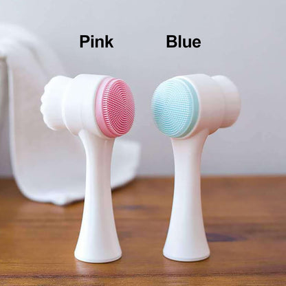 2 color silicone face cleansing brush wash massage brush soft double sided