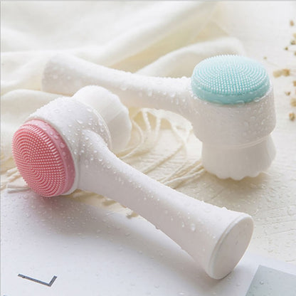 2 color silicone face cleansing brush wash massage brush soft double sided