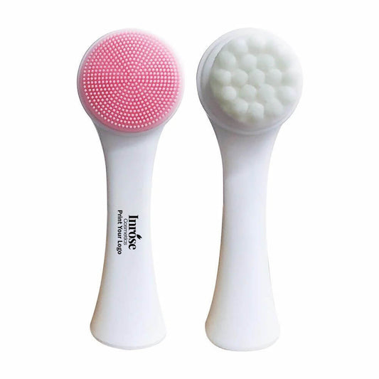 Brosse nettoyante visage en silicone bicolore, brosse de massage douce double face