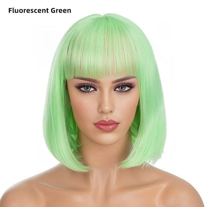 Wigs short straight hair bobo head air bangs whole wig headgear