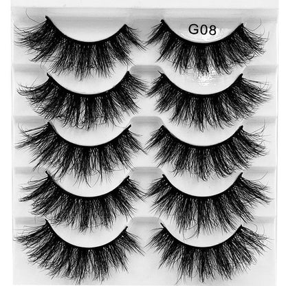 5 pairs 8D mink eyelash false lash fried hair multi-layer thick fluffy