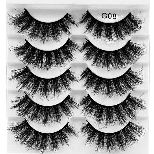 5 pairs 8D mink eyelash false lash fried hair multi-layer thick fluffy
