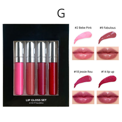 4-Piece Lip Gloss Set Nude High-Shine Moisturizing High Quality Vegan
