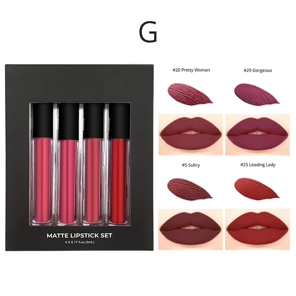 4-Piece Matte Liquid Lipstick Set Waterproof Non-Transfer High Pigmented