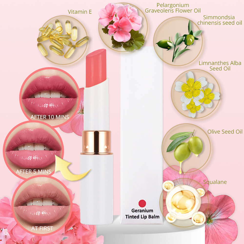 3 Flavors Moisturizing Lip Balm Plant Essence Tinted Change Color Smooth Fine Lines