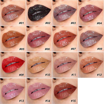 15 color metallic lipgloss glitter shiny waterproof long lasting