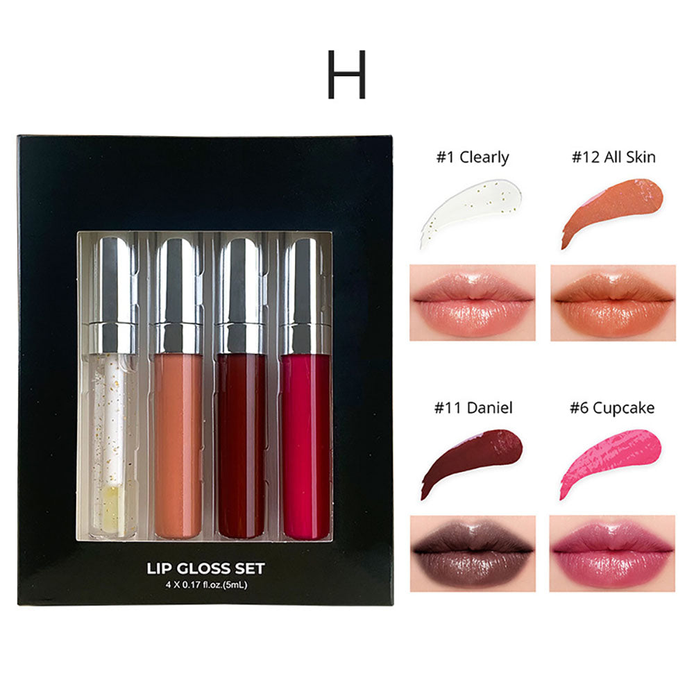4-Piece Lip Gloss Set Nude High-Shine Moisturizing High Quality Vegan