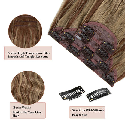 Hair extensions clip in hair four-piece wig set hair clips curly fiber 22 inch