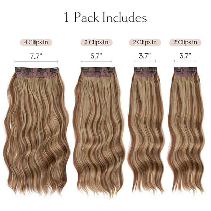 Hair extensions clip in hair four-piece wig set hair clips curly fiber 22 inch