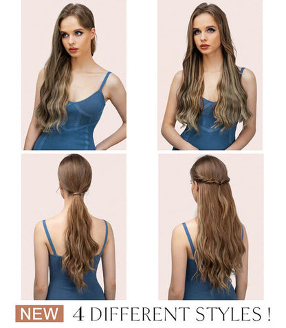 Hair extensions clip in hair four-piece wig set hair clips curly fiber 22 inch
