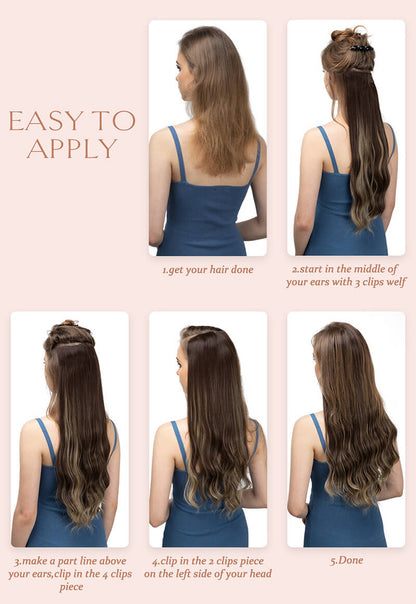 Hair extensions clip in hair four-piece wig set hair clips curly fiber 22 inch