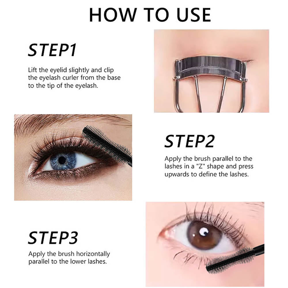 Black Mascara Waterproof Long Lasting Thick Curling Full Volume No Logo