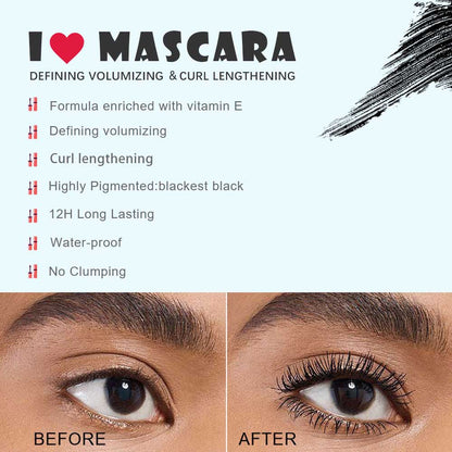 Black Mascara Waterproof Long Lasting Thick Curling Full Volume No Logo