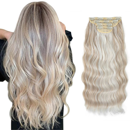 Hair extensions clip in hair four-piece wig set hair clips curly fiber 22 inch
