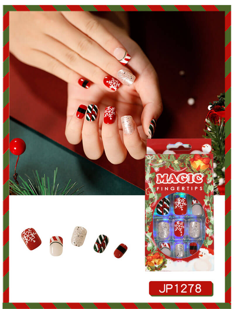 Wearable nail art Christmas nails press on nails removable 24pcs