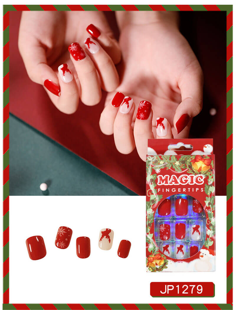 Wearable nail art Christmas nails press on nails removable 24pcs