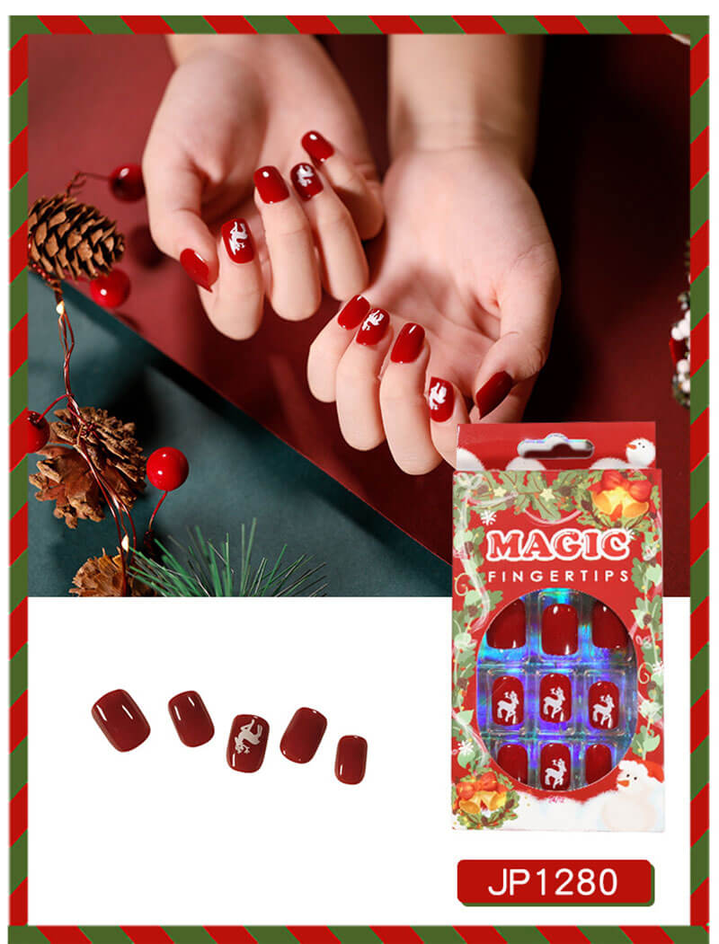 Wearable nail art Christmas nails press on nails removable 24pcs