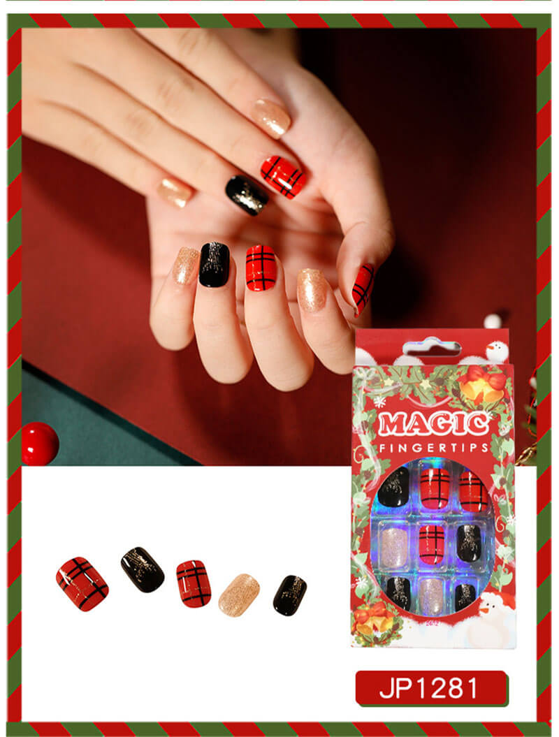 Wearable nail art Christmas nails press on nails removable 24pcs