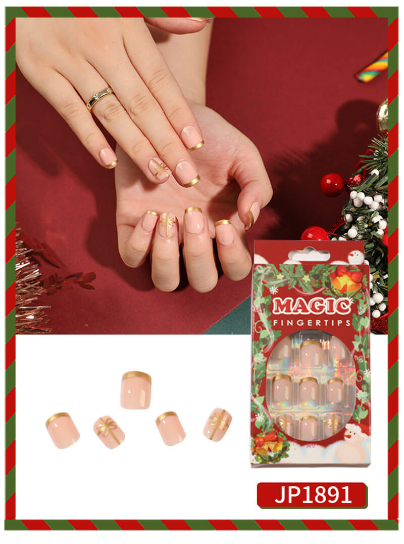 Wearable nail art Christmas nails press on nails removable 24pcs