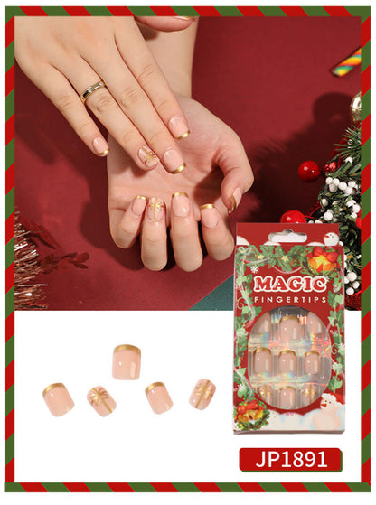 Wearable nail art Christmas nails press on nails removable 24pcs