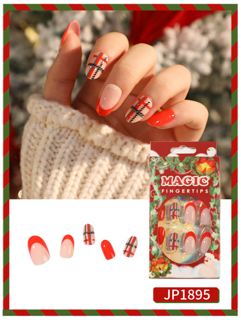 Wearable nail art Christmas nails press on nails removable 24pcs