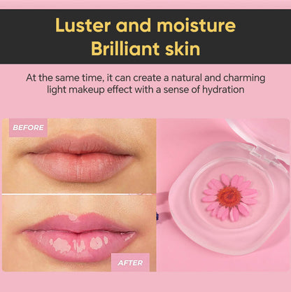 2 color jelly blush rouge cream lip cheek lipstick permanent real flower temperature change