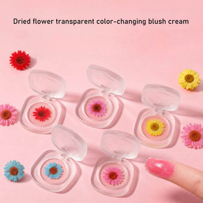 Blush gel bicolore, rouge à lèvres crème, rouge à joues, permanent, véritables fleurs, changement de couleur selon la température