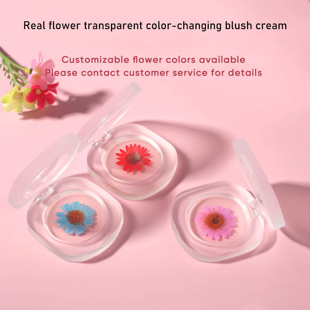 Blush gel bicolore, rouge à lèvres crème, rouge à joues, permanent, véritables fleurs, changement de couleur selon la température
