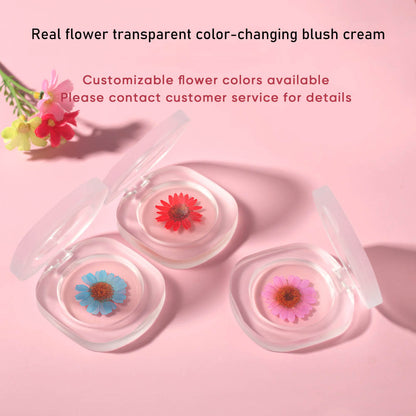 Blush gel bicolore, rouge à lèvres crème, rouge à joues, permanent, véritables fleurs, changement de couleur selon la température
