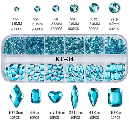 6 color nails decoration diy crystal rhinestones art nail gems